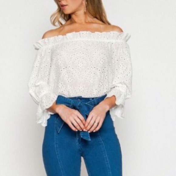 NATALIE eyelet off shoulder top - Picture 4 of 4